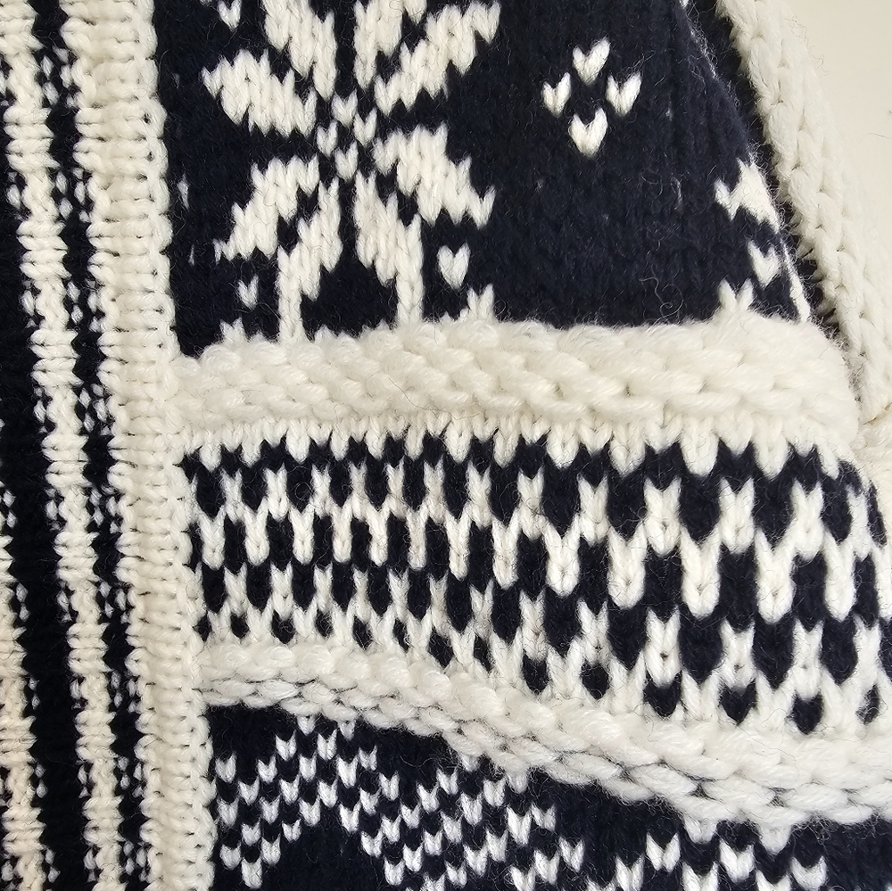 Maje Nordic Fair Isle Chunky Knit Wool Blend Cardigan Oversized Cozy Luxury S/M - Picture 6 of 13